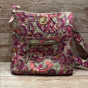 Vera Bradley Paisley Meets Plaid Pink and Cream Paisley Shoulder Bag